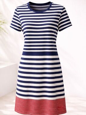 Old Navy Navy Striped Short Sleeve T-Shirt Dress Medium